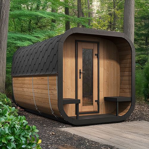 SaunaLife SaunaLife Cube-Series Model CL12GCP 8-Person Sauna with Changing Area & Front Porch - Traditional Sauna