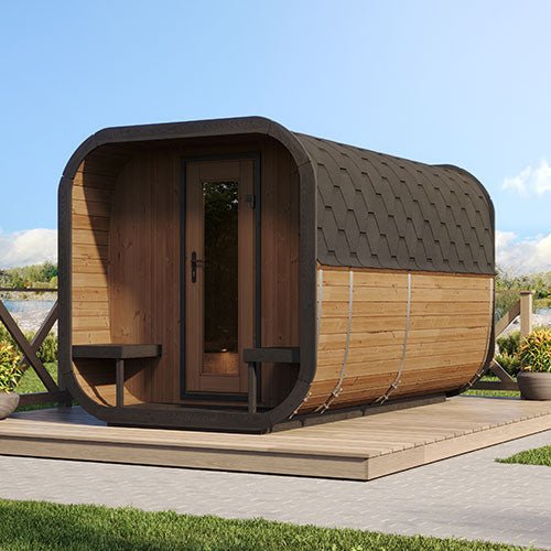 SaunaLife SaunaLife Cube-Series Model CL12GCP 8-Person Sauna with Changing Area & Front Porch - Traditional Sauna