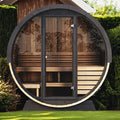 SaunaLife SaunaLife Ergo Elegance-Series Model EE6G 4 Person Sauna Barrel with Glass Front - Traditional Sauna