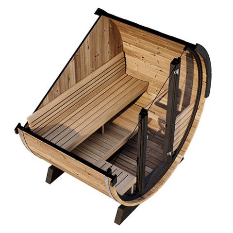 SaunaLife SaunaLife Ergo Elegance-Series Model EE6G 4 Person Sauna Barrel with Glass Front - Traditional Sauna