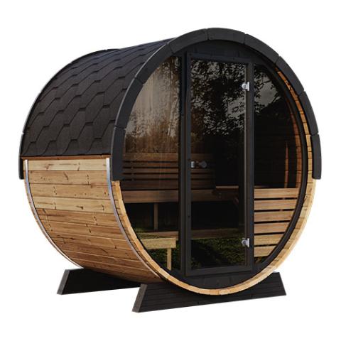 SaunaLife SaunaLife Ergo Elegance-Series Model EE6G 4 Person Sauna Barrel with Glass Front - Traditional Sauna