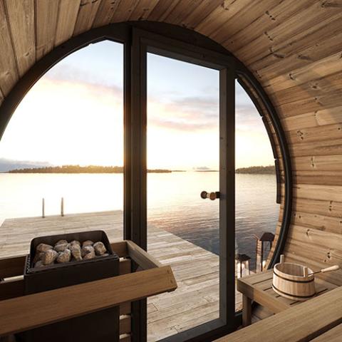 SaunaLife SaunaLife Ergo Elegance-Series Model EE6G 4 Person Sauna Barrel with Glass Front - Traditional Sauna