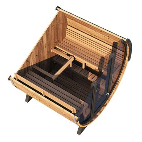 SaunaLife SaunaLife Ergo Elegance-Series Model EE8G 4 Person Sauna Barrel with Glass Front - Traditional Sauna