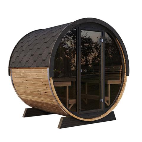 SaunaLife SaunaLife Ergo Elegance-Series Model EE8G 4 Person Sauna Barrel with Glass Front - Traditional Sauna