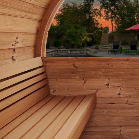 SaunaLife SaunaLife Ergo-Series Model E7W 4 Person Sauna Barrel with Rear Window - Traditional Sauna