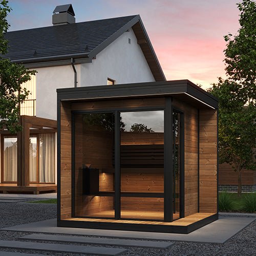 SaunaLife SaunaLife Garden Luxury-Series Model GL6 6-Person Outdoor Sauna with Glass Front Kit - Traditional Sauna
