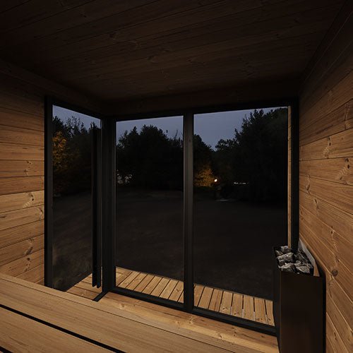 SaunaLife SaunaLife Garden Luxury-Series Model GL6 6-Person Outdoor Sauna with Glass Front Kit - Traditional Sauna
