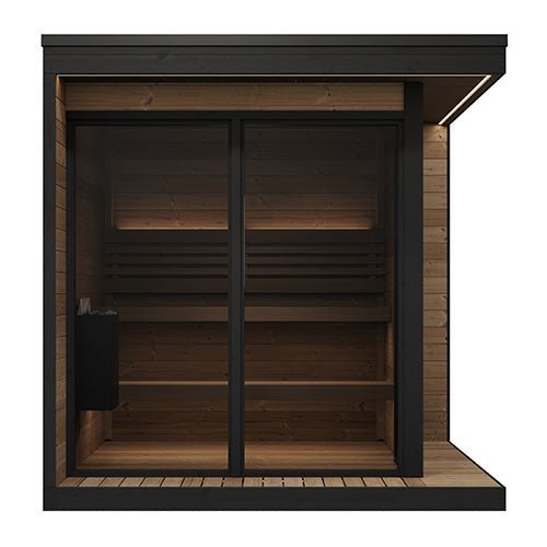 SaunaLife SaunaLife Garden Luxury-Series Model GL6 6-Person Outdoor Sauna with Glass Front Kit - Traditional Sauna