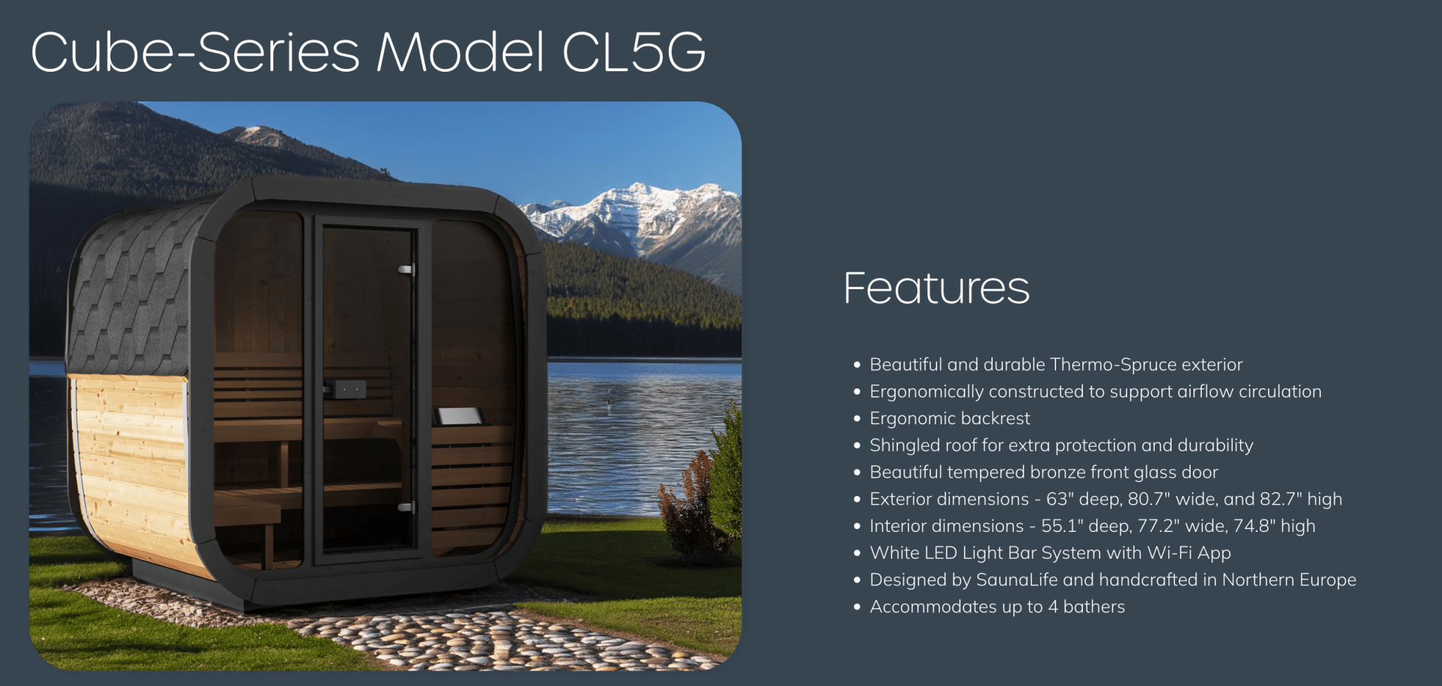 SaunaLife SaunaLife Model CL5G 4-Person Outdoor Sauna with Glass Front - Traditional Sauna