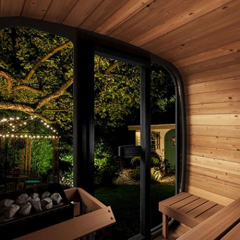 SaunaLife SaunaLife Model CL5G 4-Person Outdoor Sauna with Glass Front - Traditional Sauna