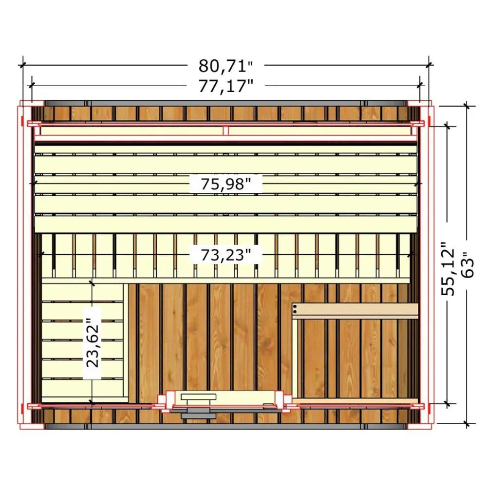 SaunaLife SaunaLife Model CL5G 4-Person Outdoor Sauna with Glass Front - Traditional Sauna