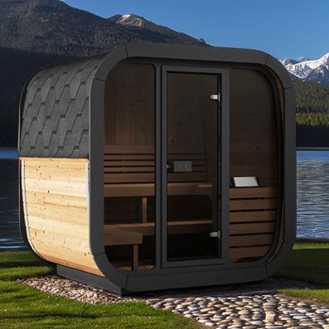 SaunaLife SaunaLife Model CL5G 4-Person Outdoor Sauna with Glass Front - Traditional Sauna