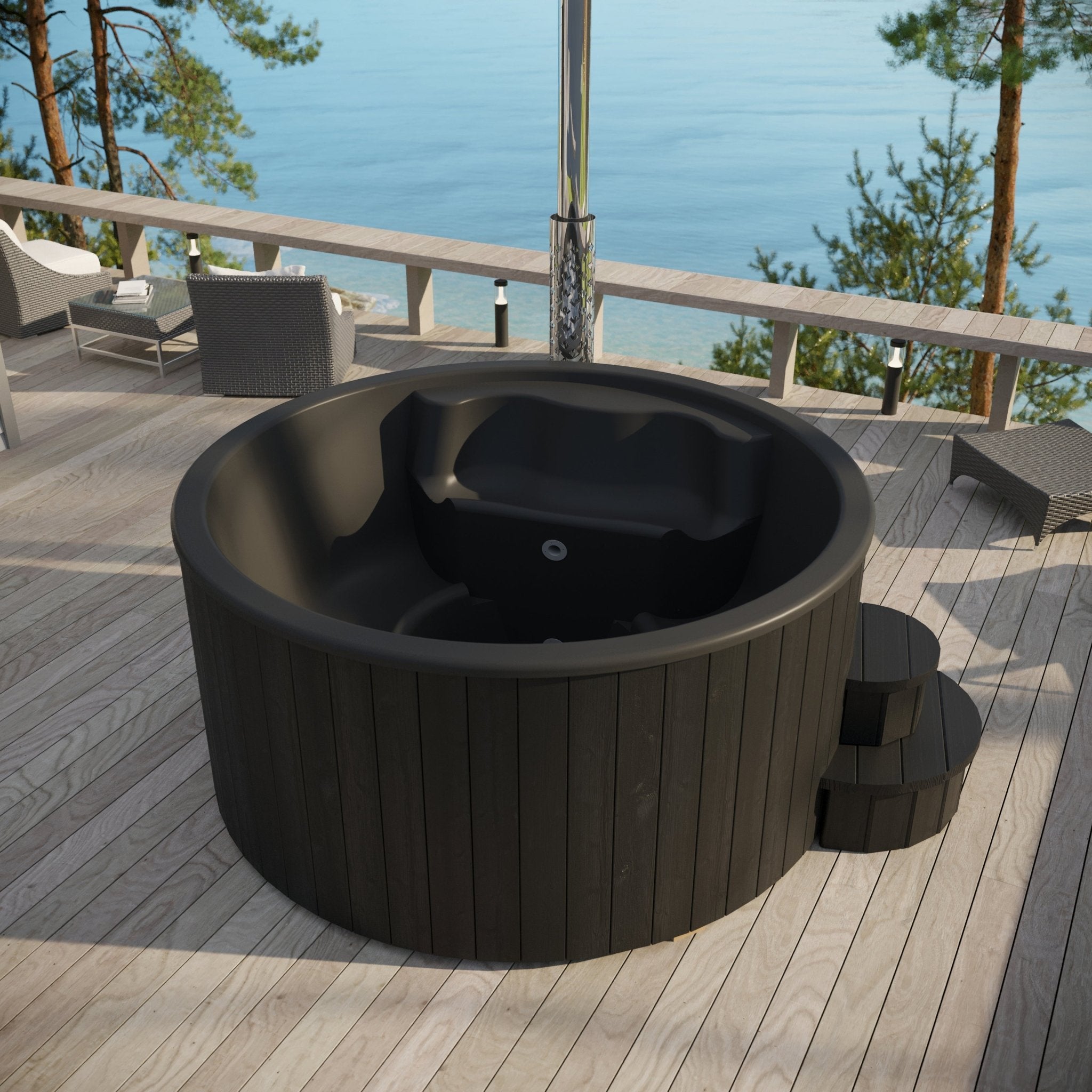 SaunaLife SaunaLife Soak-Series Model S6B 7-Person Wood-Burning Hot Tub - Hot Tubs