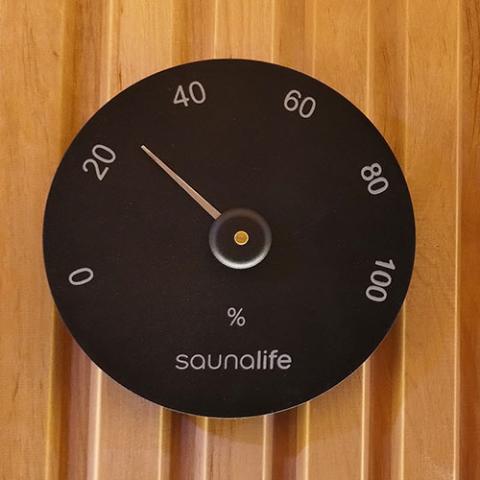 SaunaLife SaunaLife Wooden 1-Gallon Sauna Bucket, Wood Ladle, Thermometer, Hygrometer, Black - Sauna Accessories