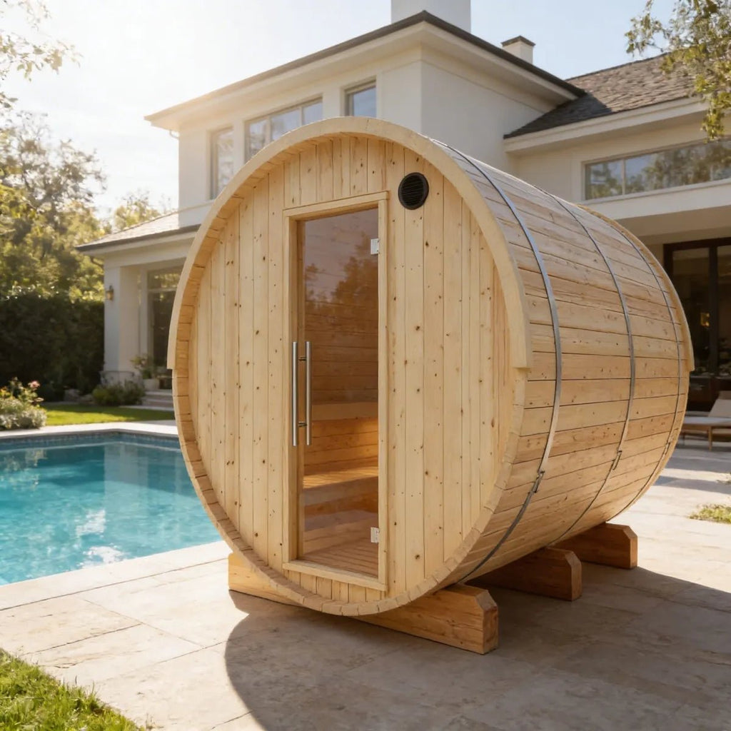 Finnish Sauna Builders Tampere Finnish Barrel Outdoor Sauna with WiFi Heater By Finnish Sauna Builders - Traditional Sauna