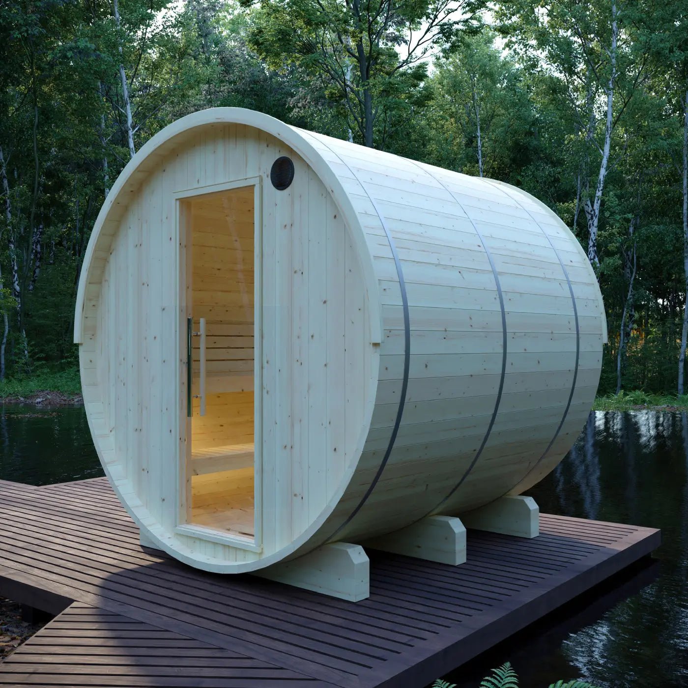 Finnish Sauna Builders Tampere Finnish Barrel Outdoor Sauna with WiFi Heater By Finnish Sauna Builders - Traditional Sauna