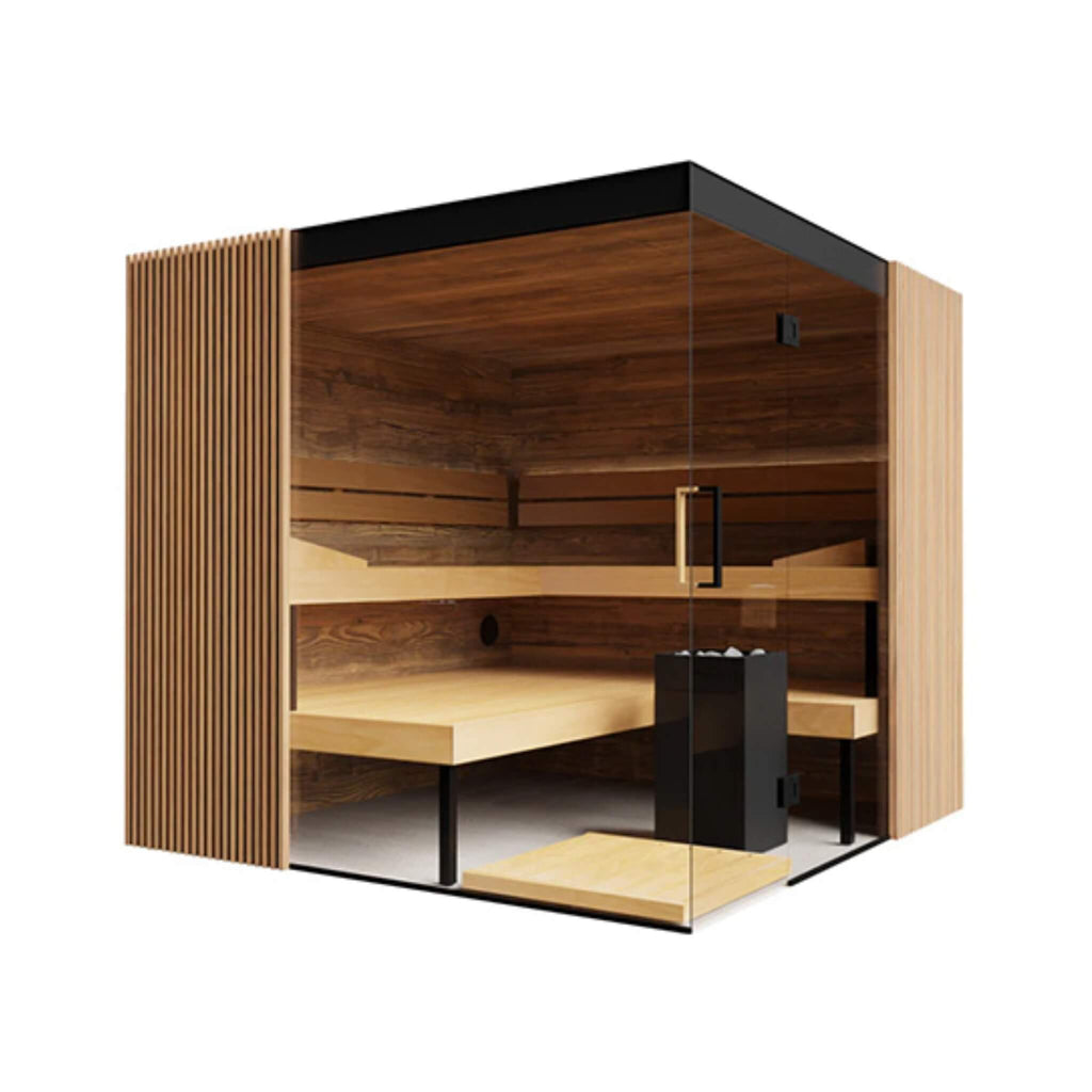 ThermaSol ThermaSol Aalto 4-Person Indoor Semi Panoramic Glass Sauna Cabin - Traditional Sauna