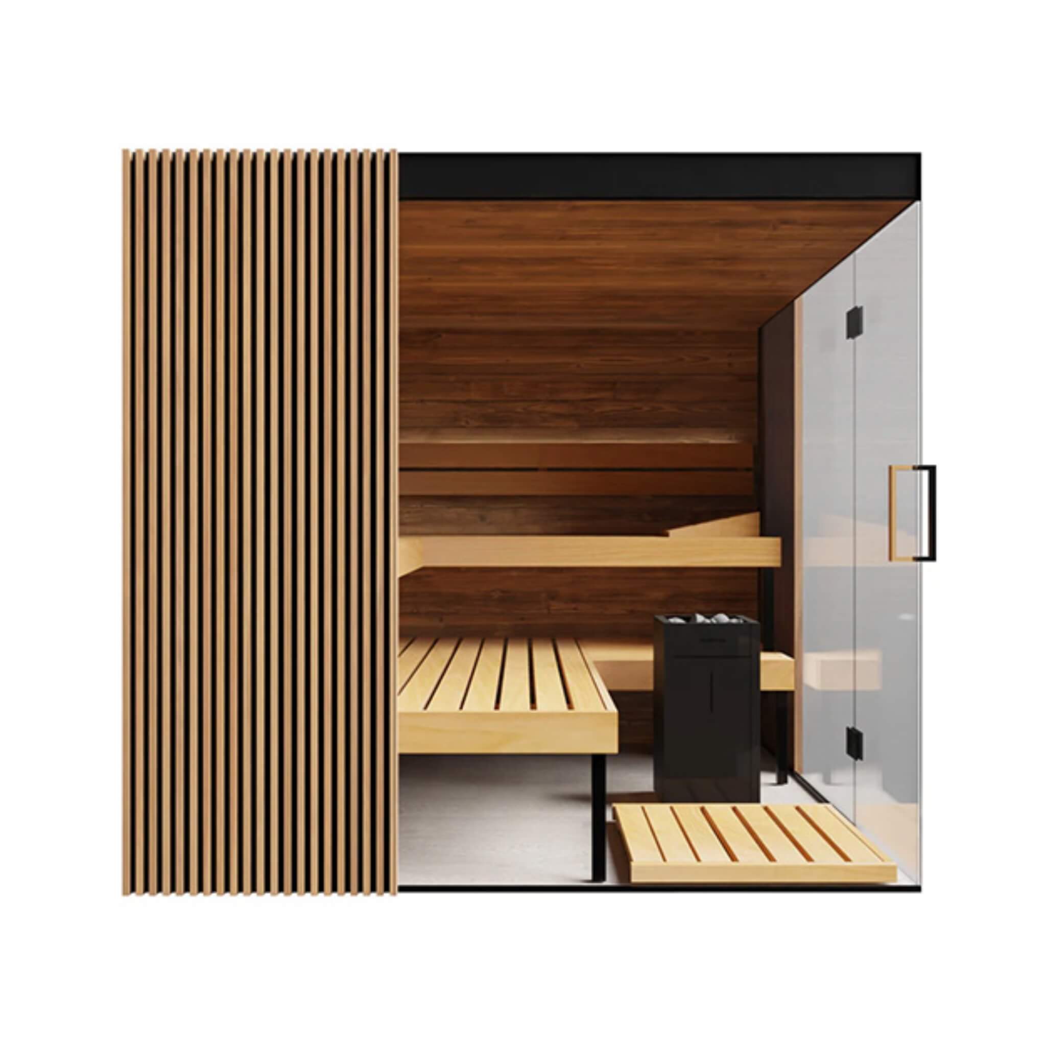 ThermaSol ThermaSol Aalto 4-Person Indoor Semi Panoramic Glass Sauna Cabin - Traditional Sauna
