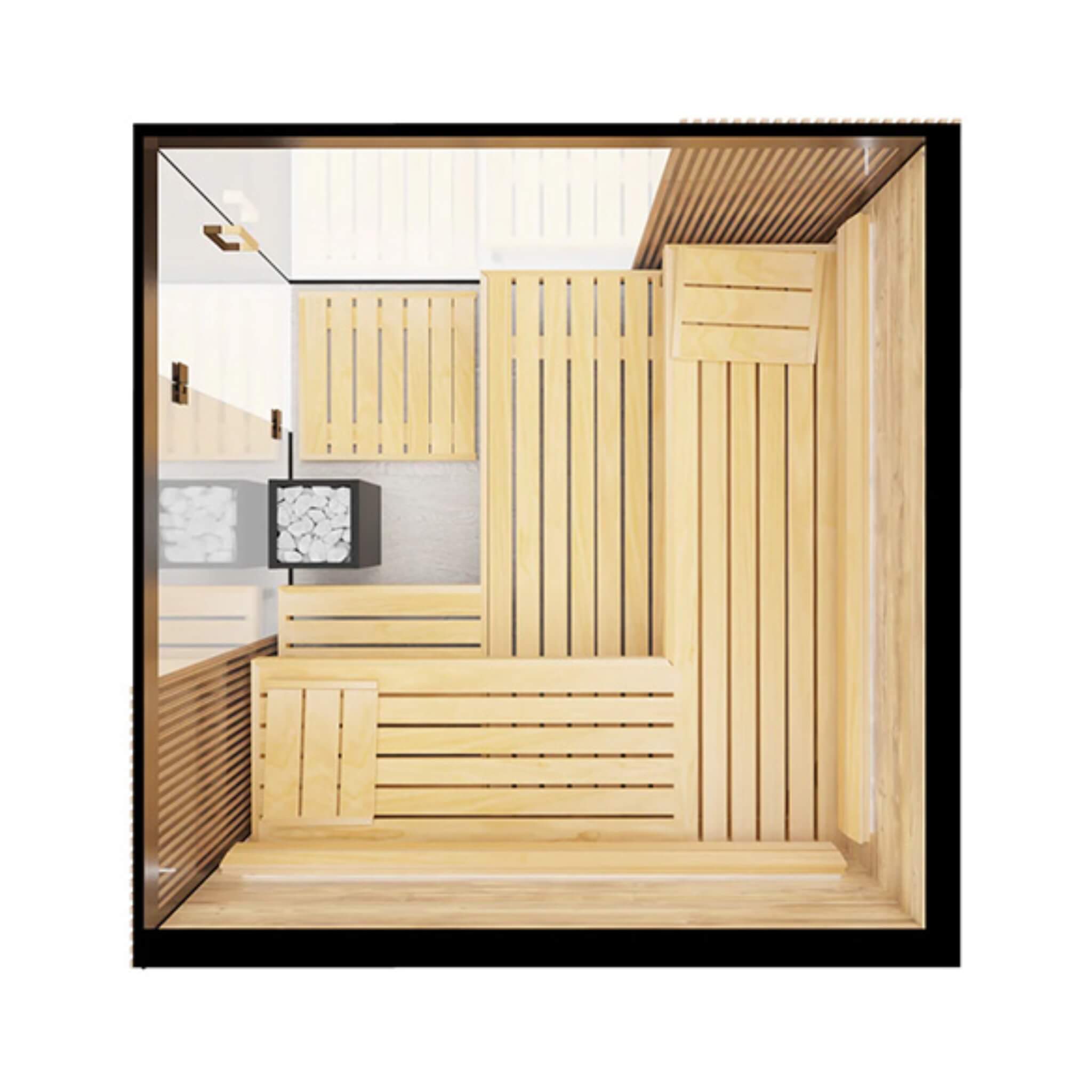 ThermaSol ThermaSol Aalto 4-Person Indoor Semi Panoramic Glass Sauna Cabin - Traditional Sauna