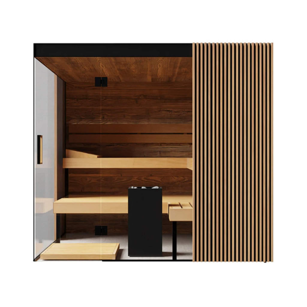 ThermaSol ThermaSol Aalto 4-Person Indoor Semi Panoramic Glass Sauna Cabin - Traditional Sauna