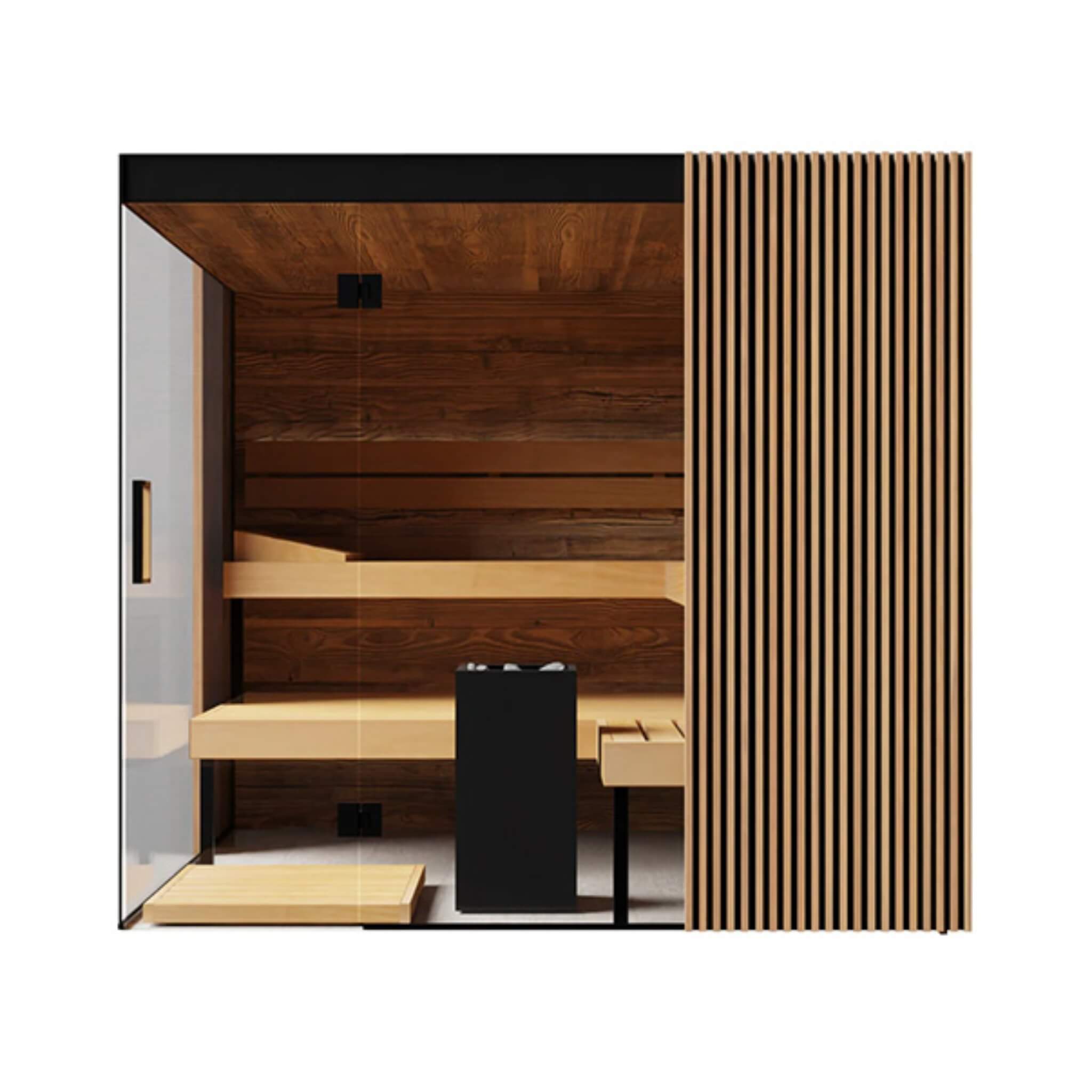 ThermaSol ThermaSol Aalto 4-Person Indoor Semi Panoramic Glass Sauna Cabin - Traditional Sauna