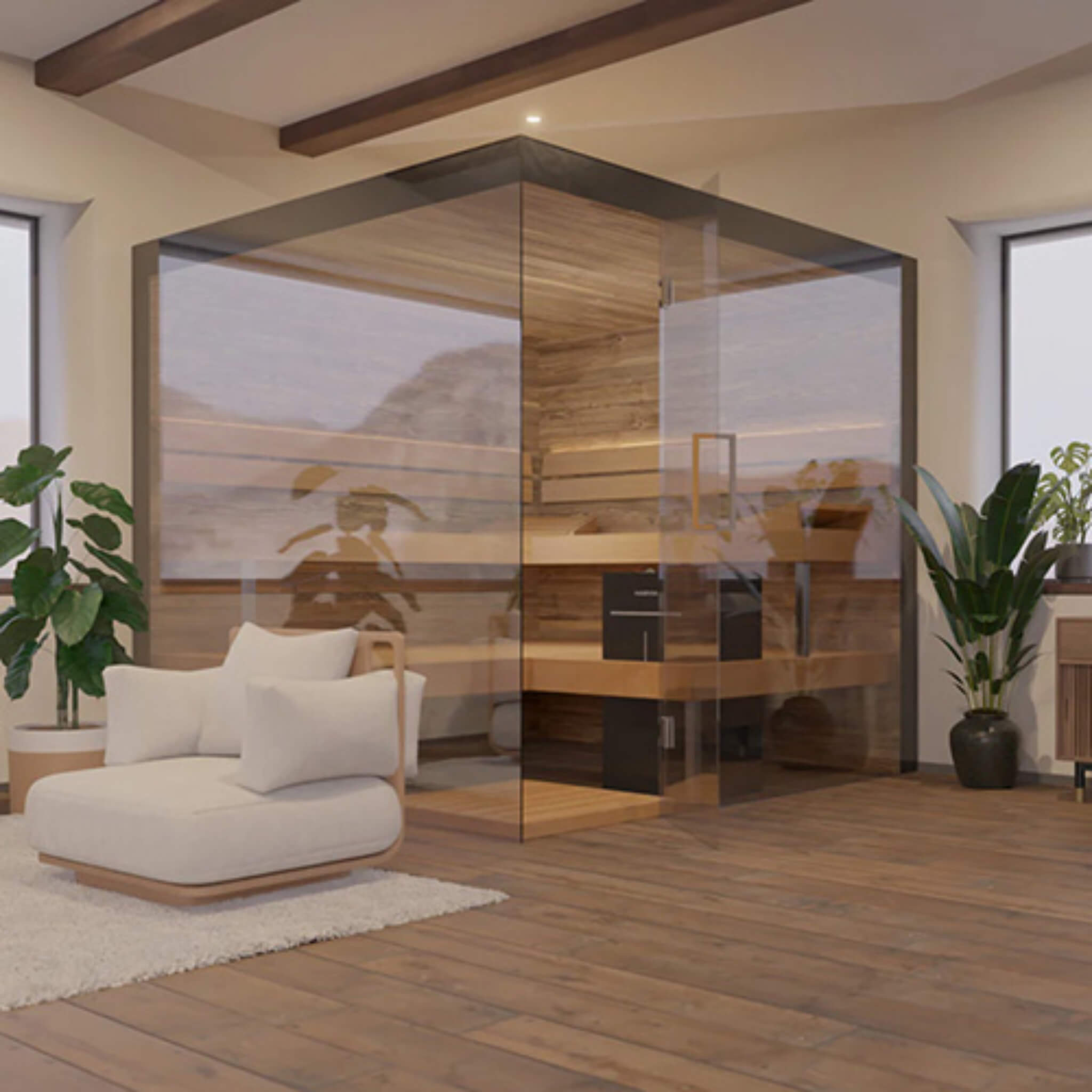 ThermaSol ThermaSol Lumaria Person Indoor Glass Sauna Cabin - Traditional Sauna