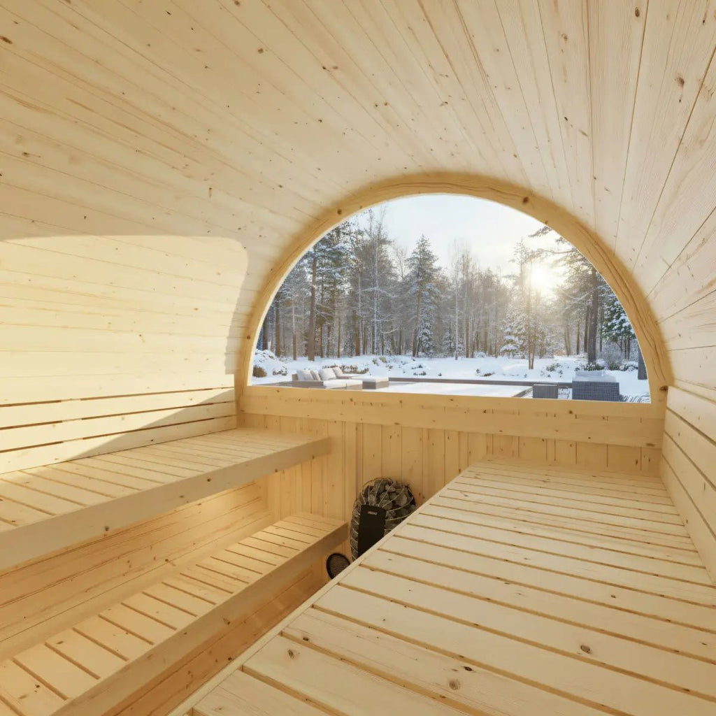 Finnish Sauna Builders Turku Finnish Barrel Sauna with Terrace and WiFi Heater By Finnish Sauna Builders - Traditional Sauna