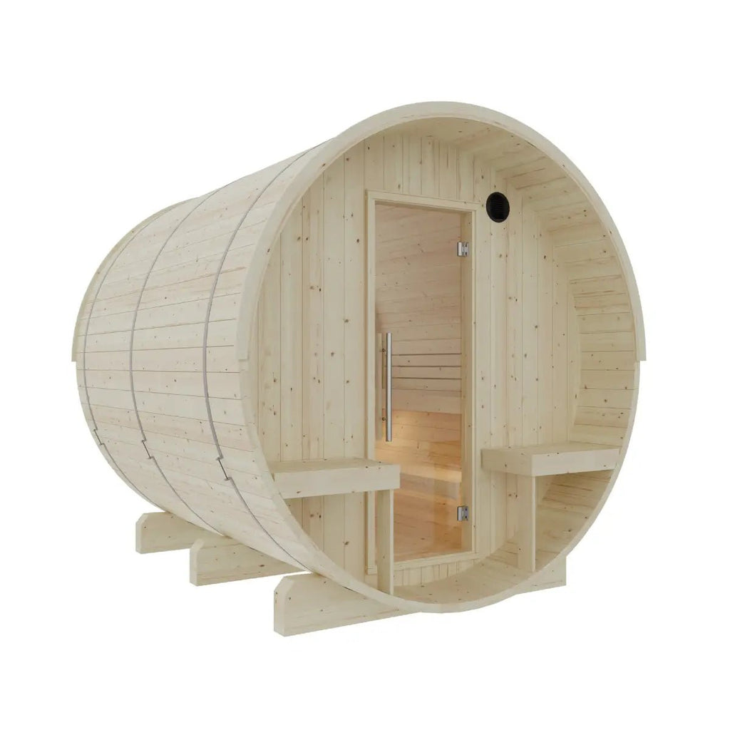 Finnish Sauna Builders Turku Finnish Barrel Sauna with Terrace and WiFi Heater By Finnish Sauna Builders - Traditional Sauna