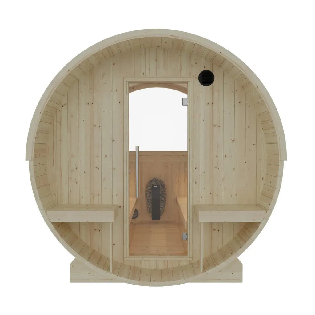 Finnish Sauna Builders Turku Finnish Barrel Sauna with Terrace and WiFi Heater By Finnish Sauna Builders - Traditional Sauna