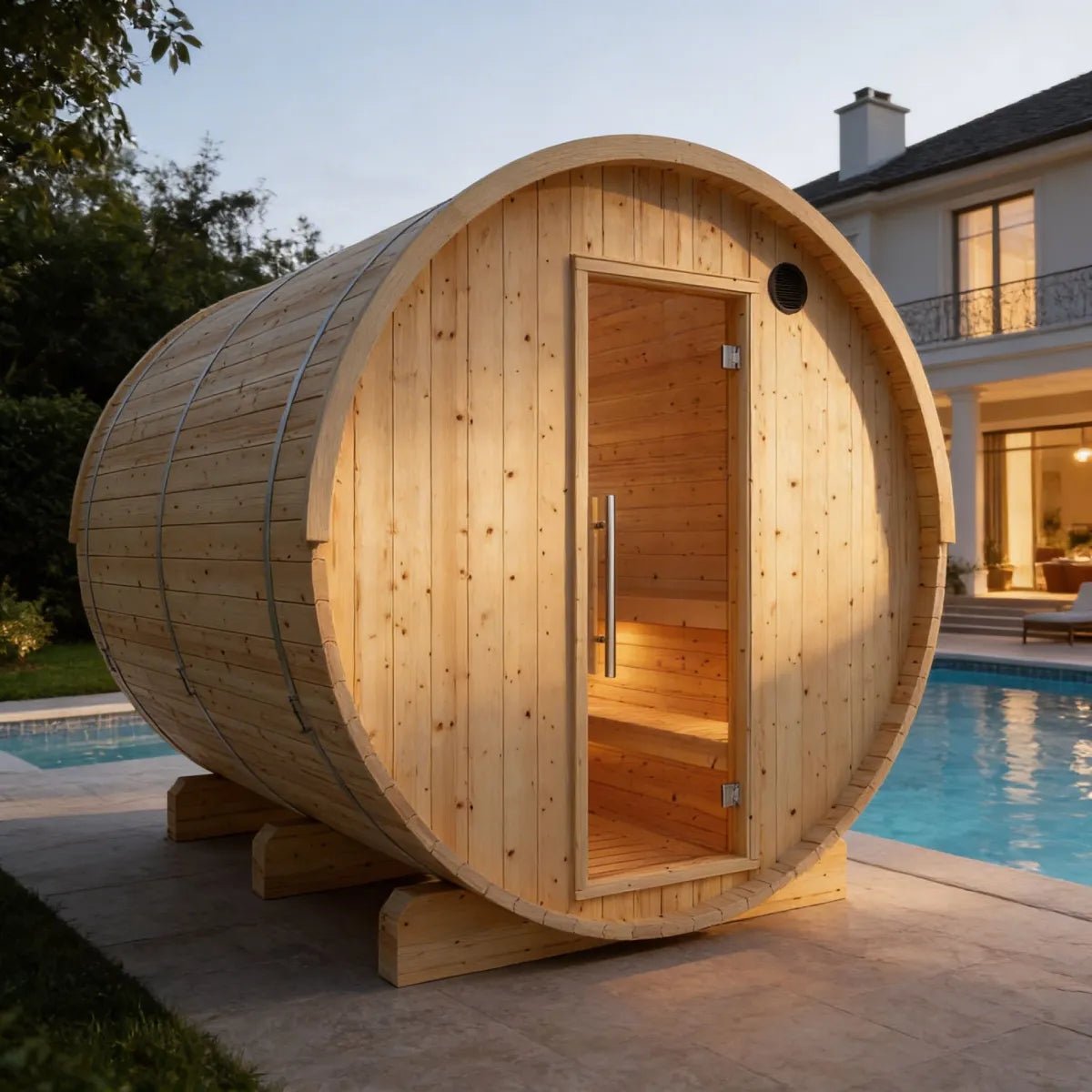 Finnish Sauna Builders Vassa Finnish Outdoor Barrel Sauna with WiFi Heater By Finnish Sauna Builders - Traditional Sauna