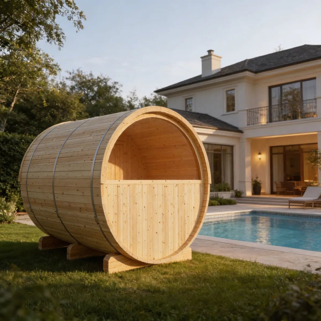 Finnish Sauna Builders Vassa Finnish Outdoor Barrel Sauna with WiFi Heater By Finnish Sauna Builders - Traditional Sauna