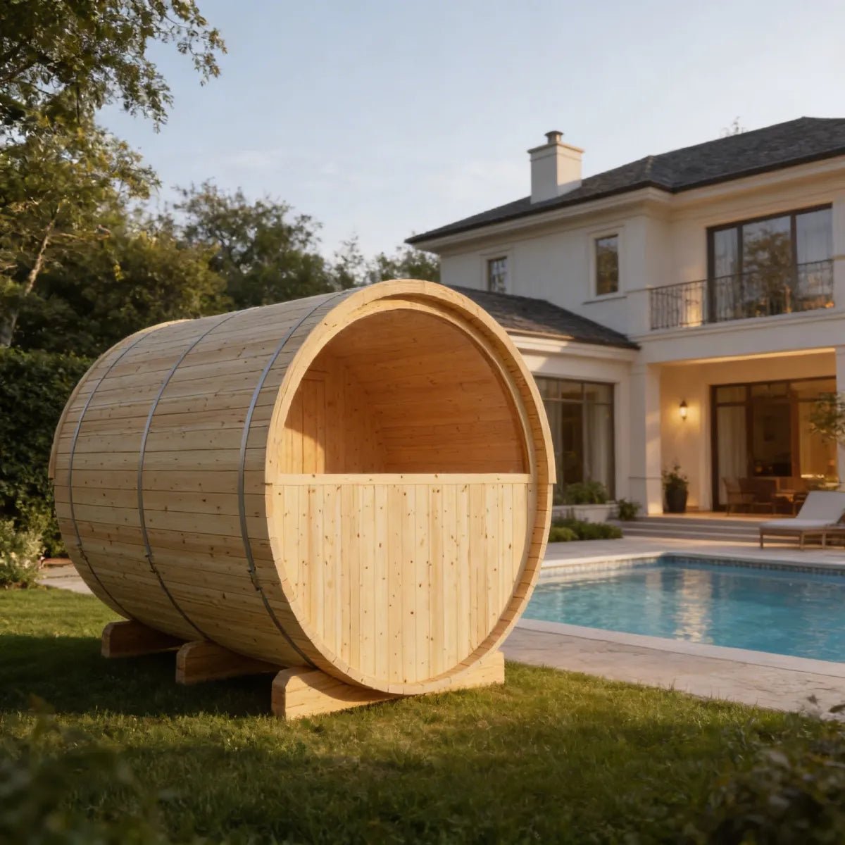 Finnish Sauna Builders Vassa Finnish Outdoor Barrel Sauna with WiFi Heater By Finnish Sauna Builders - Traditional Sauna