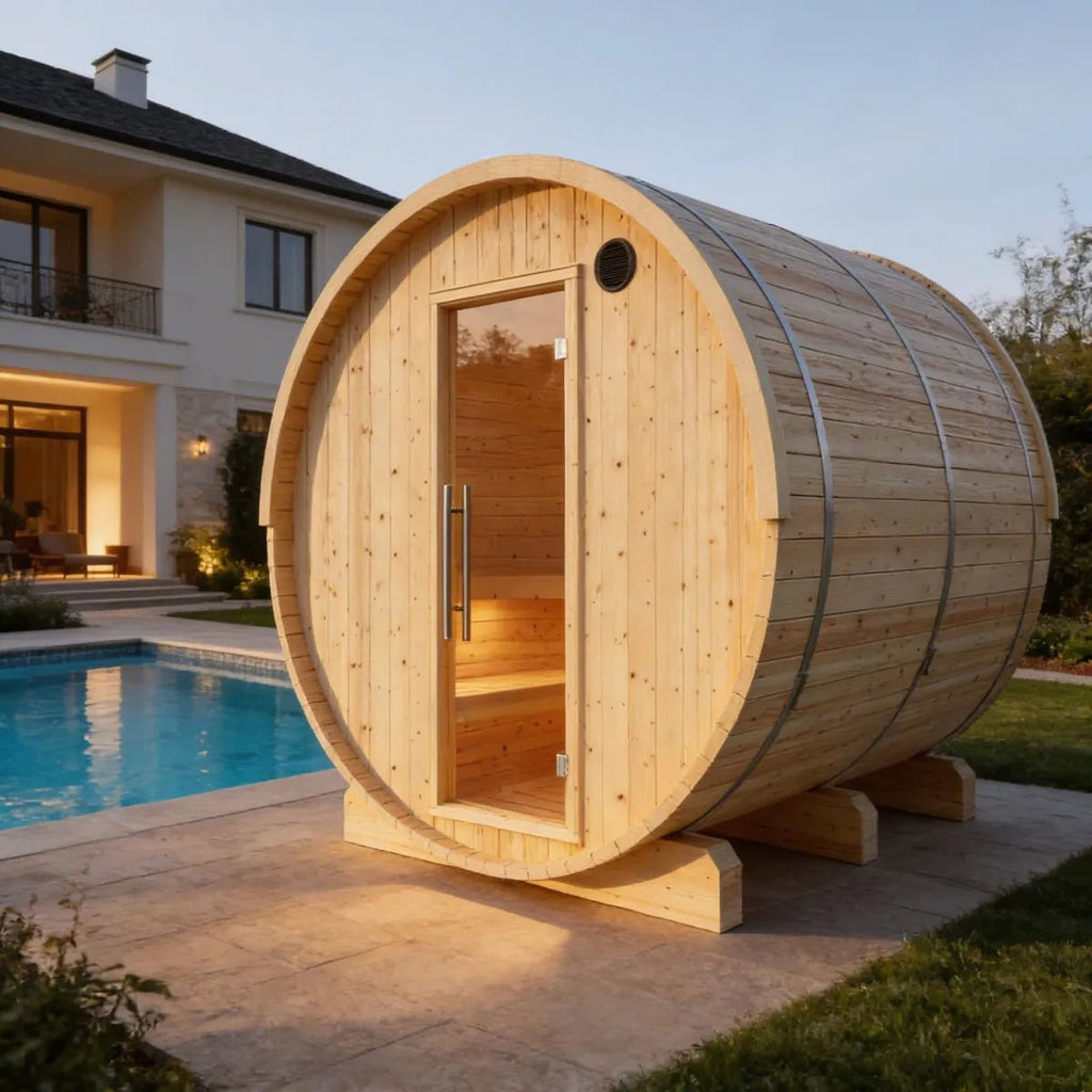 Finnish Sauna Builders Vassa Finnish Outdoor Barrel Sauna with WiFi Heater By Finnish Sauna Builders - Traditional Sauna